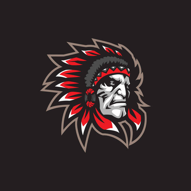 Tribe maskot logo design vektor s moderním konceptem ilustrace styl pro odznak, znak a tričko tisk. Obrázek hlavy kmene. - Vektor, obrázek