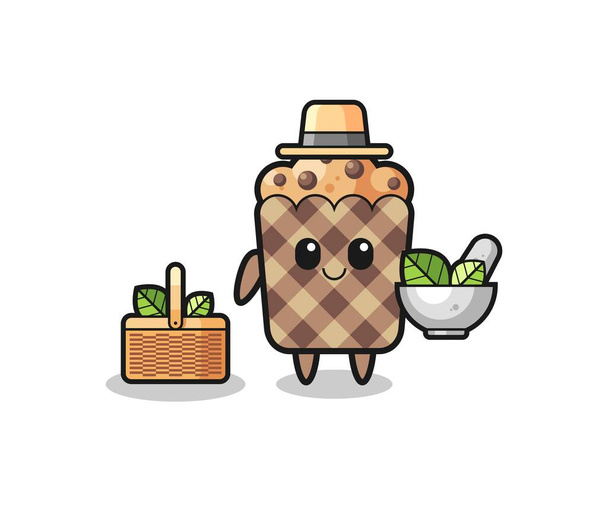 muffin herbalist cute cartoon , cute design - Vector, Image