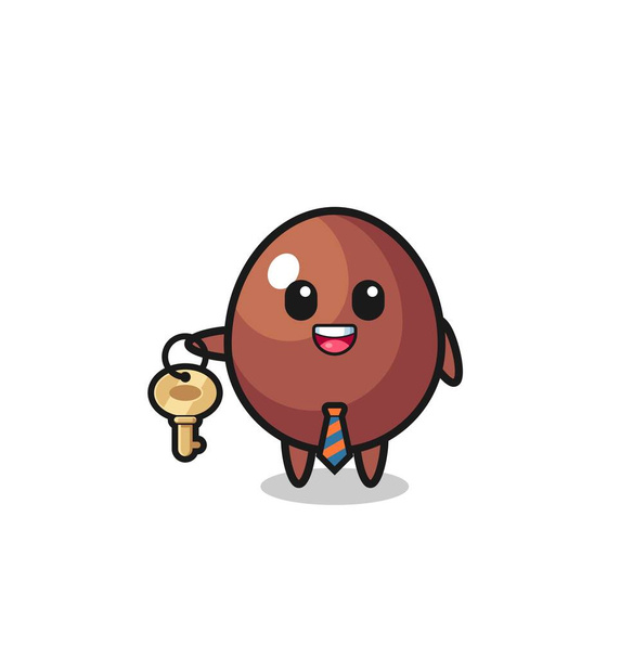 cute chocolate egg as a real estate agent mascot , cute design - Vector, Image