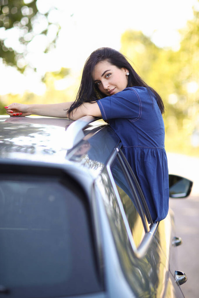 Woman being carefree in a vehicle - Foto, afbeelding