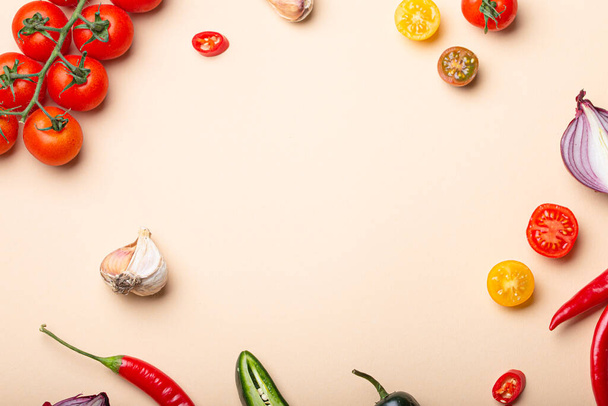 Творче приготування здорової органічної їжі концепт фон з барвистих фруктів і овочів
 - Фото, зображення