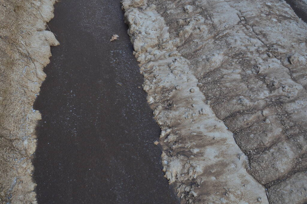 Ice texture on the ground winter the patterns - Fotografie, Obrázek