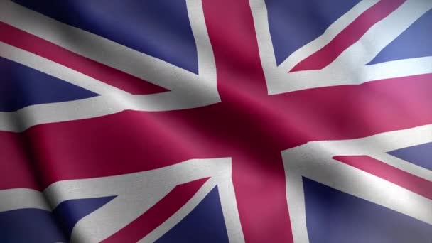 Video della bandiera del Regno Unito che sventola nel vento della Gran Bretagna e dell'Irlanda del Nord. Bandiera britannica del Regno Unito Bandiera da primo piano - Filmati, video