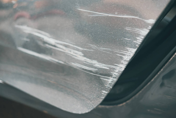 Close up scratches in grey door car, Car accident - Фото, изображение