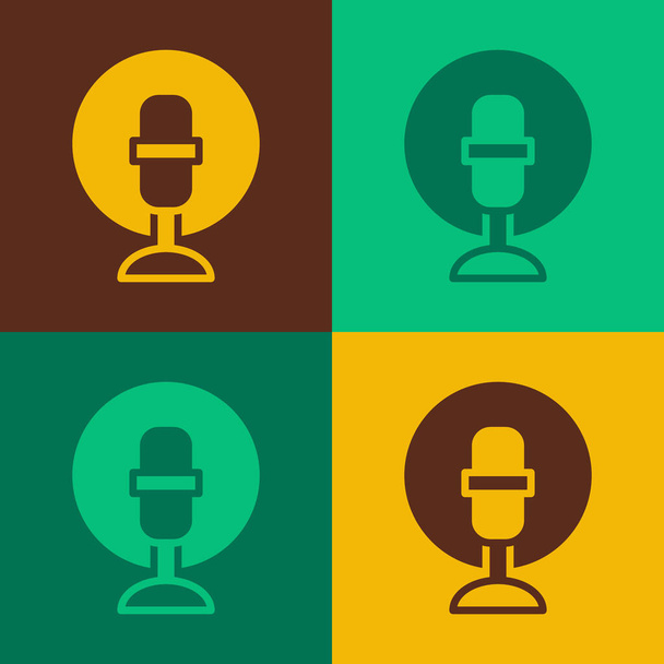 Pop art Microphone icon isolated on color background. On air radio mic microphone. Speaker sign.  Vector - Vector, Image