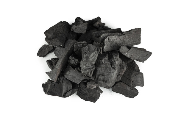 Carvão negro isolado sobre fundo branco.  - Foto, Imagem