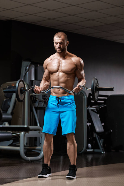 full length man with barbell - Foto, immagini