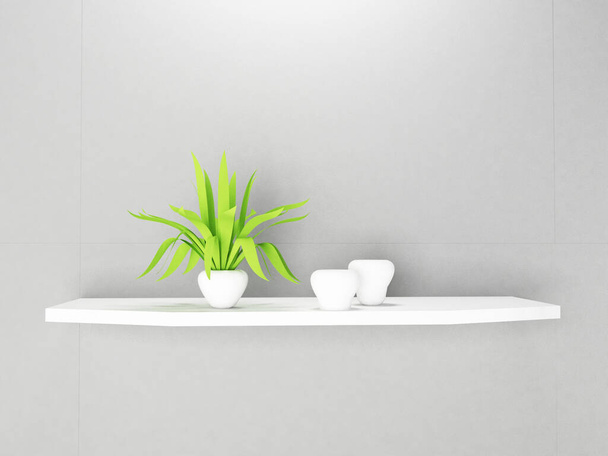 vases on the shelf, 3d rendering - Photo, Image