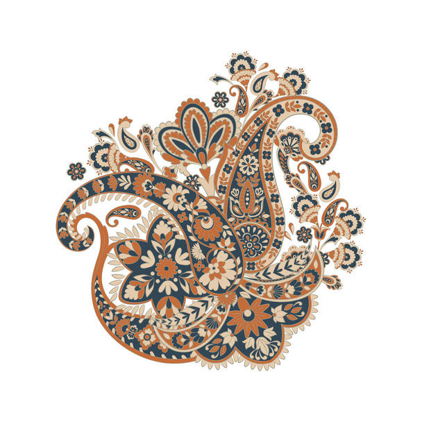 Floral  paisley ornament. Vector illustration in asian textile style - Vektor, Bild