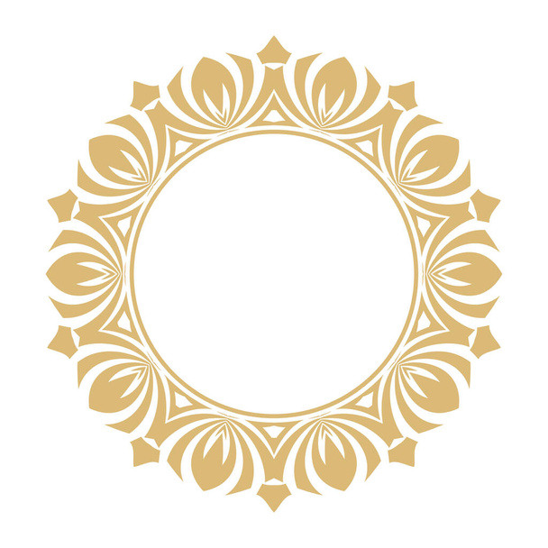 Decorative circular ornament  in Eastern style. Gold round stylish frame. Art ornament of elements of design of luxury goods, logos, monograms. Vector illustration. - Vektör, Görsel