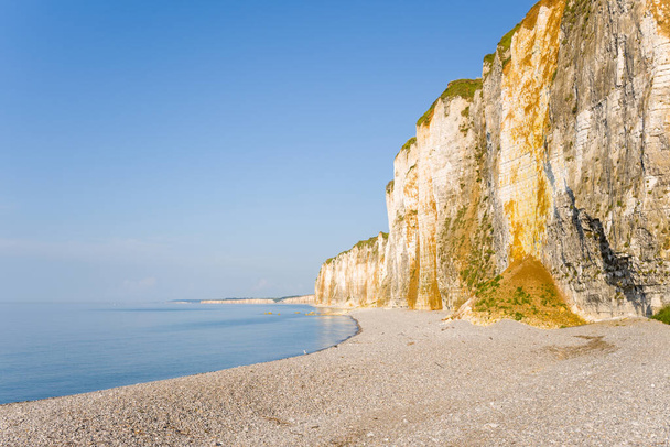 This landscape photo was taken in Europe, France, Normandy, in summer. We can see the chalk cliffs of the Normandy countryside, under the Sun. - Photo, Image
