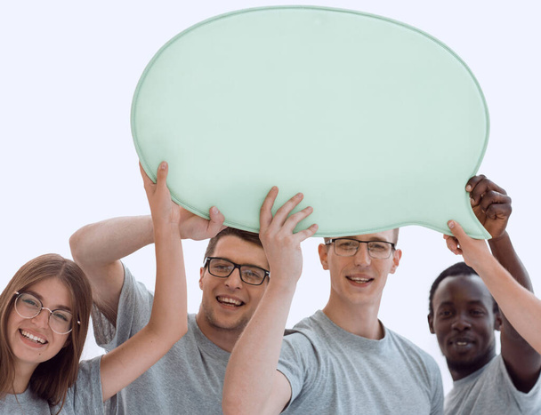 casual groups of young people with a speech bubble. - 写真・画像