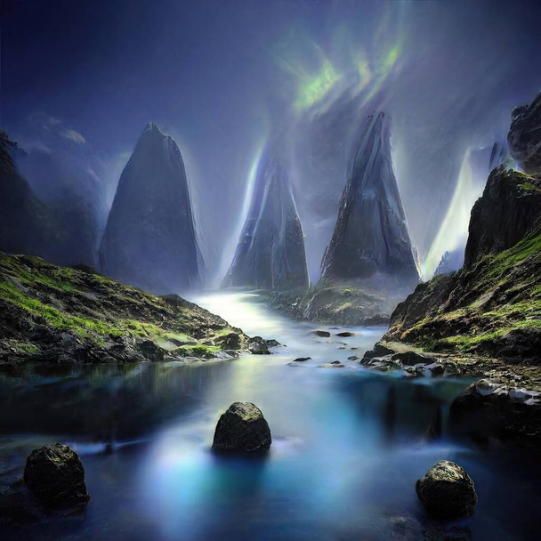 Magical landscapes, made with the technique of 3d rendering - Photo, Image