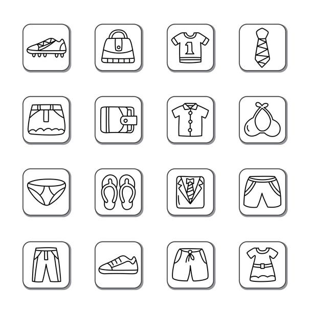 Clothing and Accessories Doodle Icons - Vector, Image