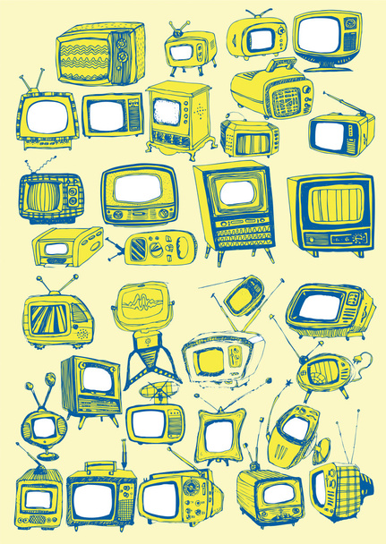 Retro televizyon koleksiyonu - Vektör, Görsel