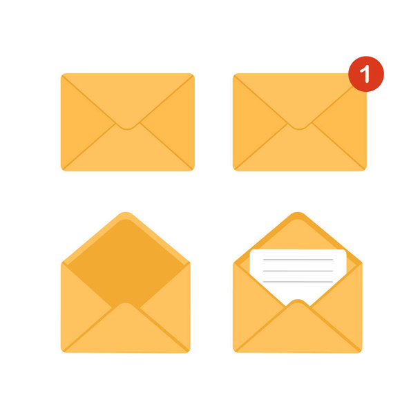Mail envelope icon. Receiving SMS messages, notifications, invitations. Concept of delivery correspondence and letters. Vector illustration in flat cartoon style - Vetor, Imagem