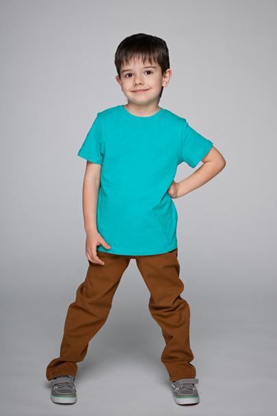 Cute little boy in the blue shirt - Foto, Imagem