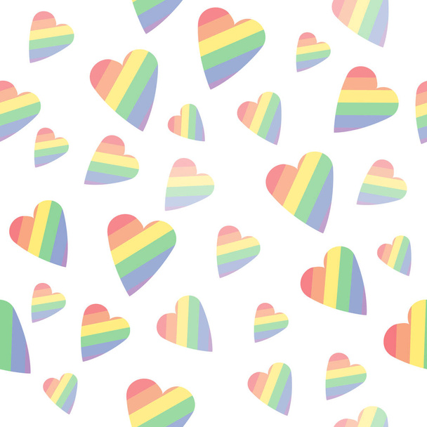 LGBT pride symbol. Seamless pattern with gay rainbow hearts. Pride month. Vector illustration design element for wallpaper, wrapping paper, fabric. - ベクター画像