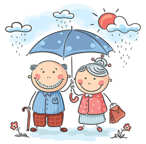 Happy cartoon grandparents - Vector, Image