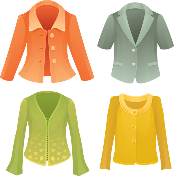 Four colorful vector jackets - Vector, Image