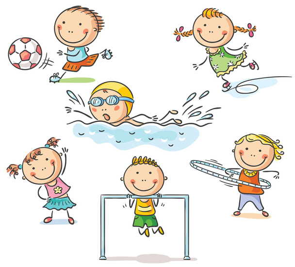 Los niños y sus actividades deportivas
 - Vector, Imagen