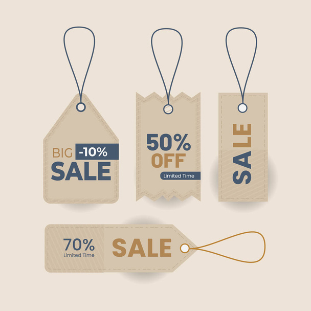 Vintage Set Price Tag discount label with various shape - Vector - Vector, Imagen