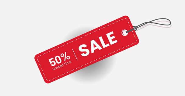 Red label discount 50 Off and sale limited time - Vector - Vektor, kép