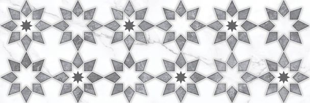 Gray star pattern and white marble stone texture - Photo, image