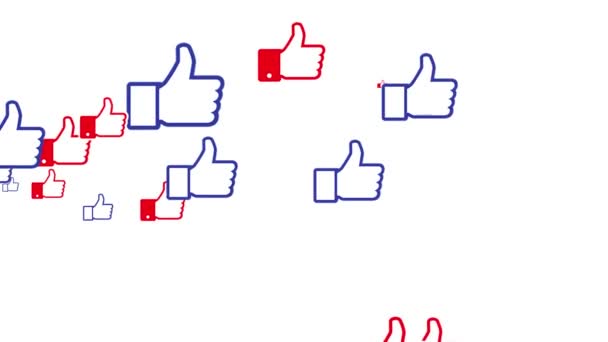 Social media Like symbol Animation with red an blue border on white  background. 4 k resolution. - Felvétel, videó