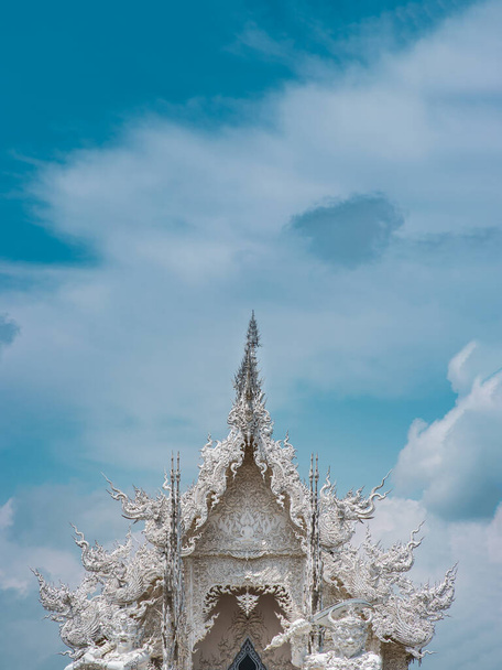Chiang Rai, Thailand - Sep 05, 2020 : Elaborate sculptures at the famous Wat Rong Khun (White Temple) in Chiang Rai, Thailand. Selective Focus. - Fotoğraf, Görsel