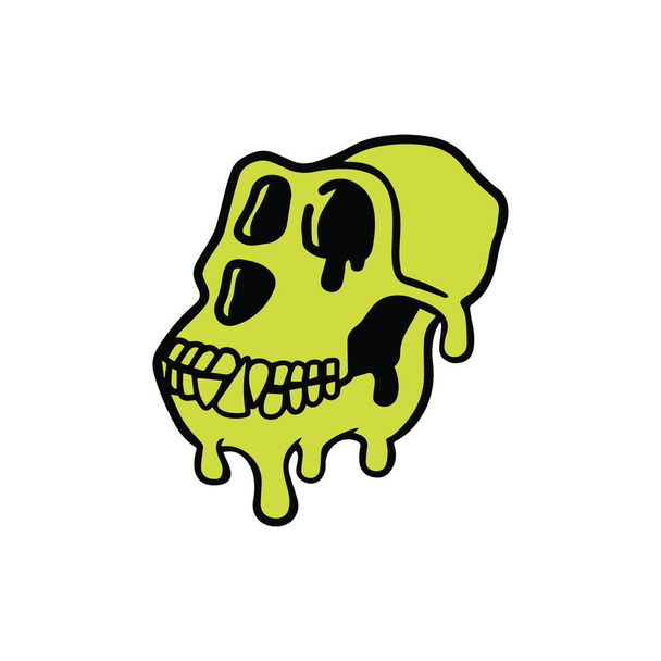 Mutant ape yacht club NFT logo. lime monkey skull mascot isolated on white background. Flat vector illustration - Vetor, Imagem
