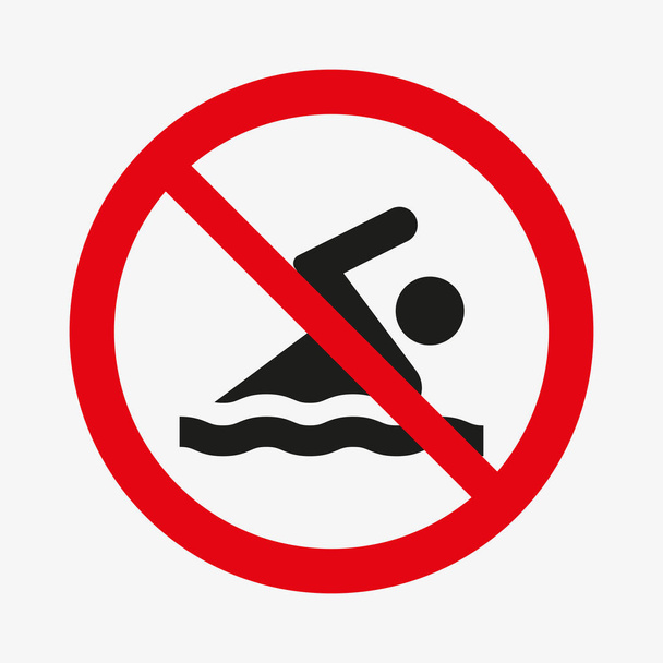 Zakaz pływania. Pływanie ikona zakazane. - Wektor, obraz