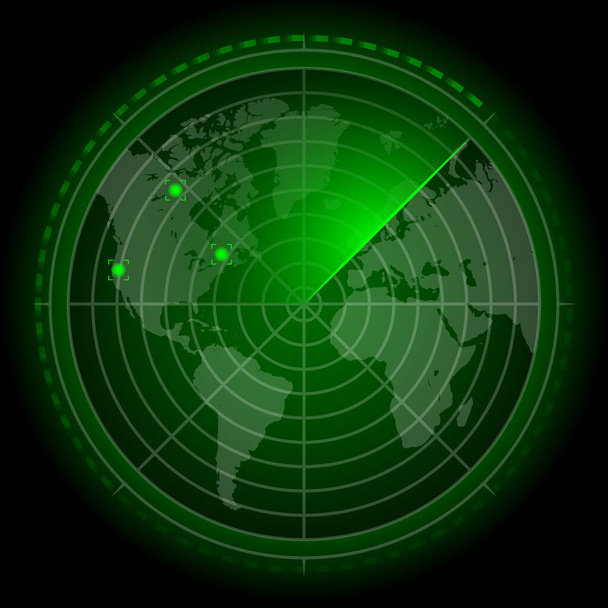 écran radar et carte du monde dans un style futuriste
 - Vecteur, image