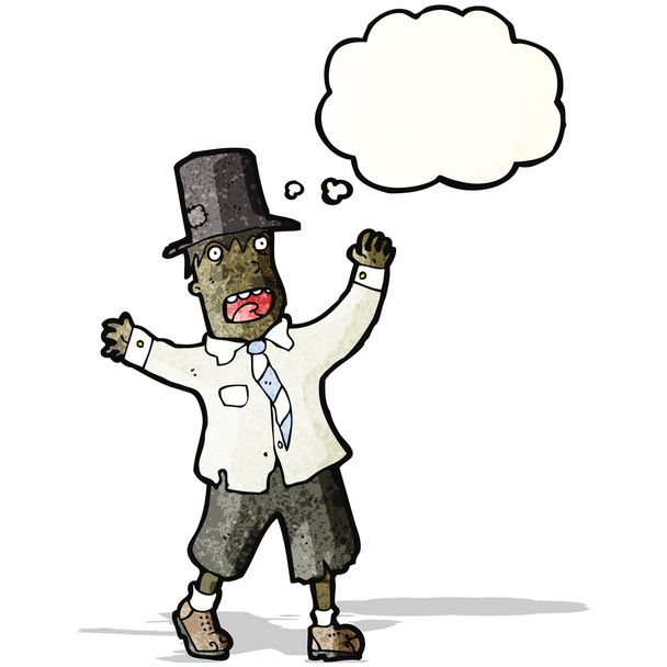 kreskówka mężczyzna w szmaty i top hat - Wektor, obraz