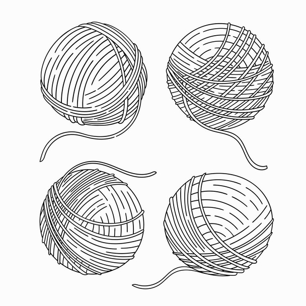 Bola de hilo para tricotar bosquejo vectorial aislado en clipart de fondo blanco. Aguja de trabajo - Vector, Imagen