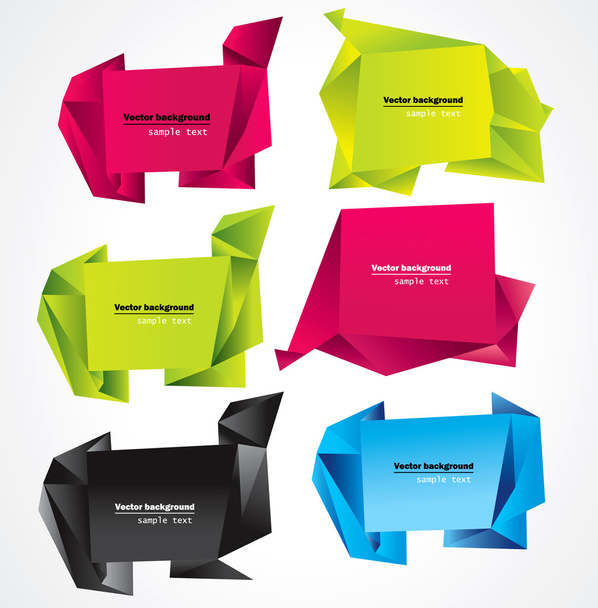 Vector set of origami banners - Vettoriali, immagini