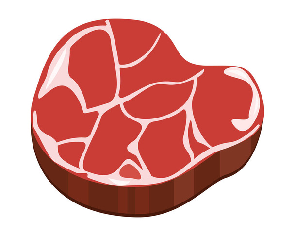 Meat steak isolated on white background. Meat product. Vector illustration in flat style - Vektör, Görsel