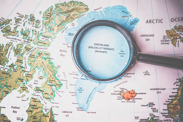 Γροιλανδία στο χάρτη ταξίδι φόντο υφή - Φωτογραφία, εικόνα