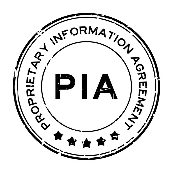 Гранж чорний PIA (скорочення Угоди про запатентовану інформацію) слово круглий гумовий штамп на білому тлі
 - Вектор, зображення