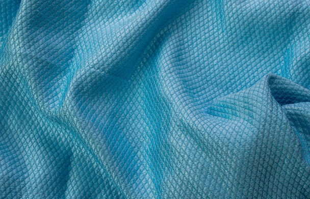 İlginç desenli mavi pamuk kumaş. - Fotoğraf, Görsel