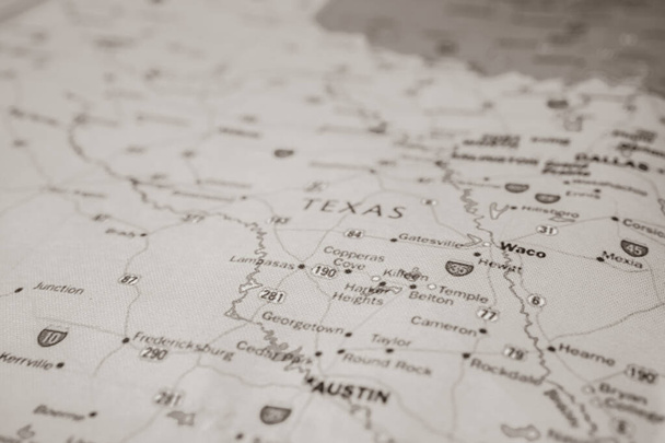 Texas State kartalla matka tausta - Valokuva, kuva