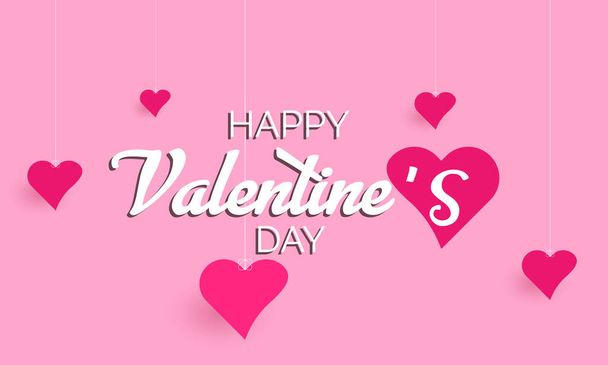 Happy Valentine's Day, 14th February. heart connect vector banner template for banner, card, poster, background. - Vector, afbeelding