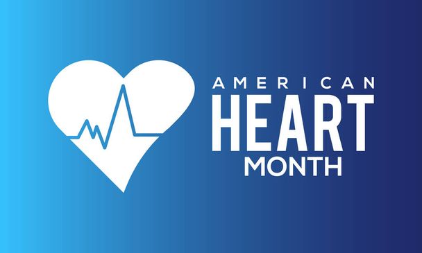 American Heart Month τον Φεβρουάριο. Σχεδιασμός διανυσματικού προτύπου για banner, κάρτα, αφίσα, φόντο. - Διάνυσμα, εικόνα