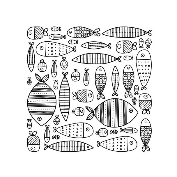 seamless pattern with fish. vector illustration  - Διάνυσμα, εικόνα