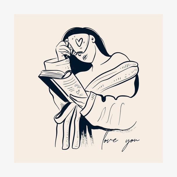 Saint Valentine's day hand drawn trendy vector illustration. Love card design. Cute doodle romantic. Romantic poster, greeting banner, trendy t-shirt print - Vektor, obrázek