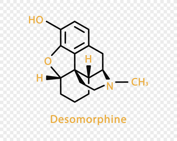 Desomorphine chemical formula. Desomorphine structural chemical formula isolated on transparent background. - Вектор, зображення