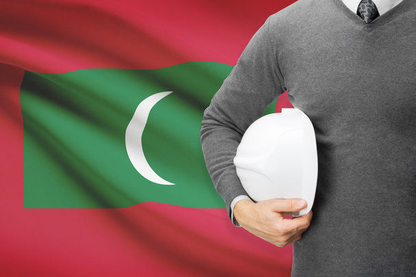architetto con bandiera sullo sfondo - Maldive - Foto, immagini