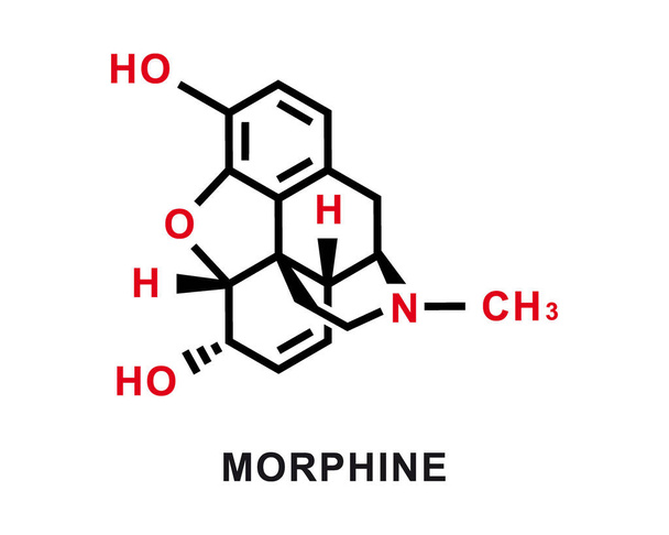 Morfine chemische formule. Morfine chemische moleculaire structuur. Vectorillustratie - Vector, afbeelding