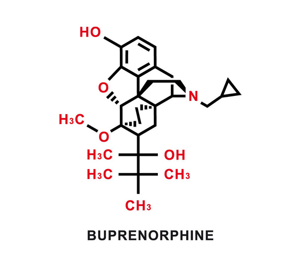 Buprenorphine chemical formula. Buprenorphine chemical molecular structure. Vector illustration - Wektor, obraz