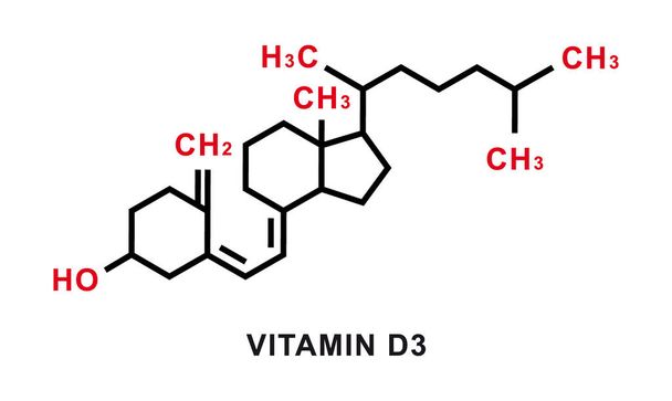 Vitamin D3 chemical formula. Vitamin D3 chemical molecular structure. Vector illustration - Vettoriali, immagini
